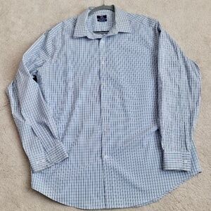 George Long Sleeve Button Down Shirt Mens Size XL Blue/Black Plaid Classic Fit